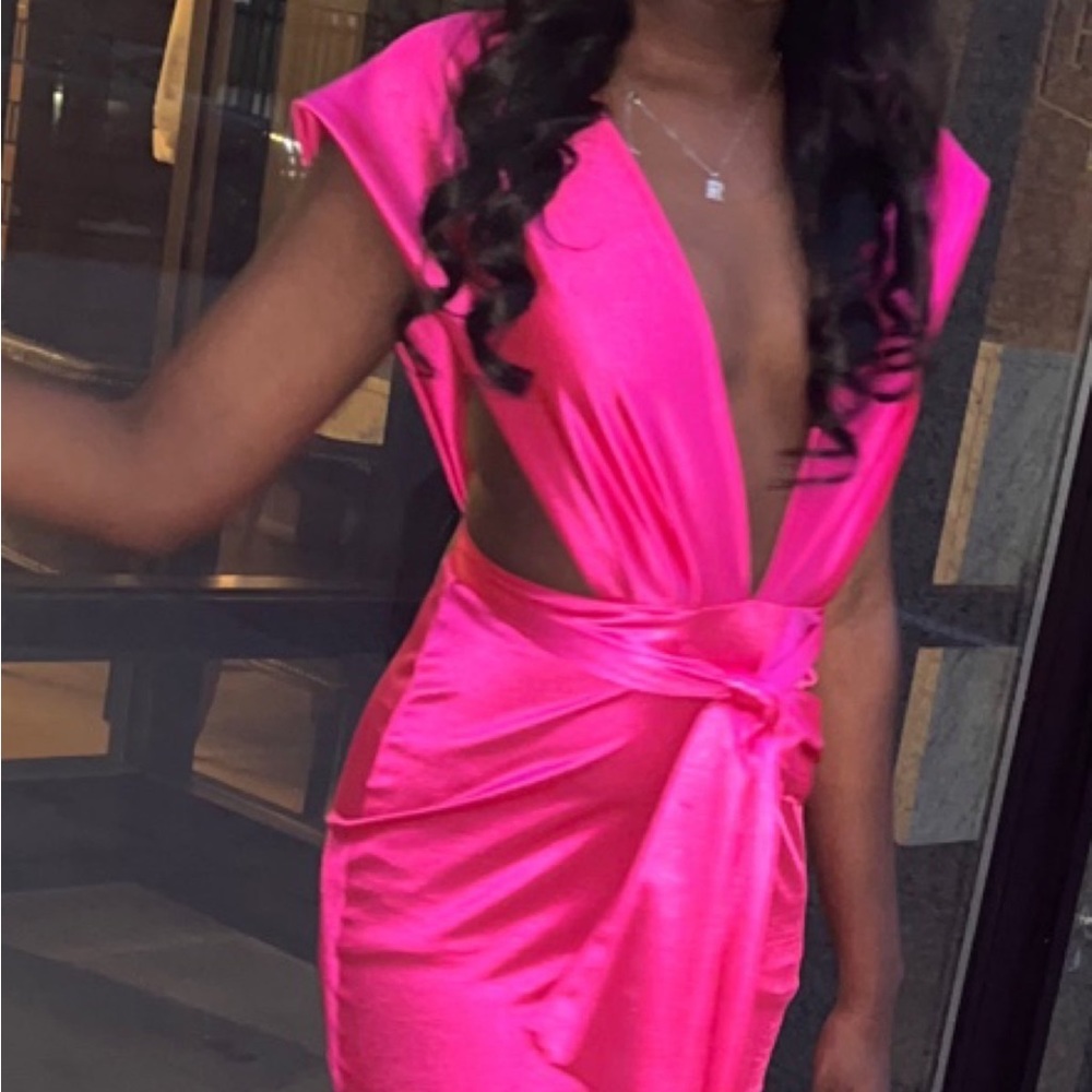 Pink custom v cut dress